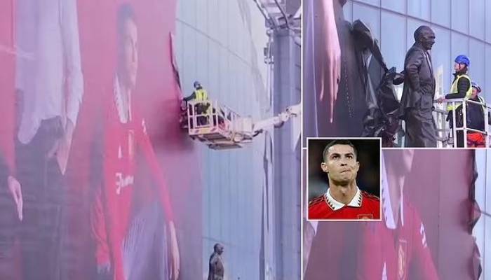 Appena Installato Pochi Giorni! Il Manchester United Rimuove Il Grande Poster Di Cristiano Ronaldo Dall’old Trafford